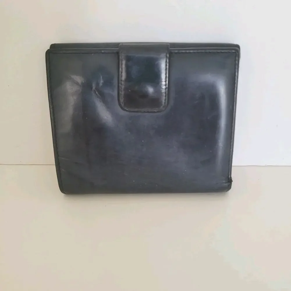 GUCCI G‎ Logo Leather Card Bil Wallet Medium 90s Bifold Black Vintage Tom Ford
